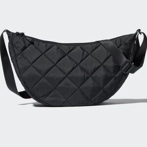 Uniqlo Black Quilted Moon Crescent Round Shoulder Bag